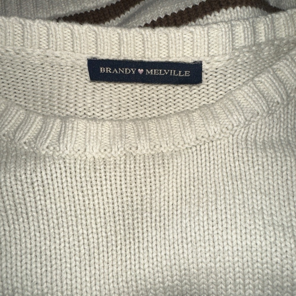 Brandy Melville Women's Brianna‎ Thin Stripe Cotton Sweater LB3 Ivory Size - Picture 9 of 11